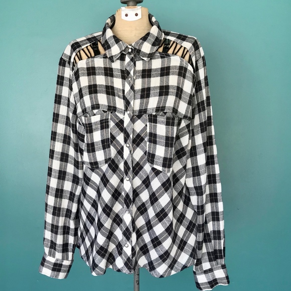 Free People Plaid Blouse Checkered Oversize Blouse - Picture 3 of 7